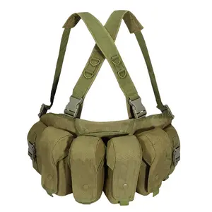 Chicom OD Green 4 Double Mag Pouches & 2 Utility Pouches Tactical Chest Rig With Magazine Pouch