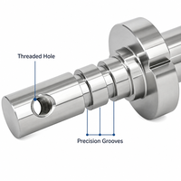 Arbre usiné CNC de précision avec bride, arbre de transmission fileté en acier inoxydable avec gorge pour machines industrielles