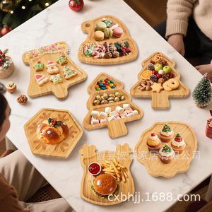 Plateau de Noël en bambou et bois massif pour desserts, apéritifs et plus encore - Product Image 4