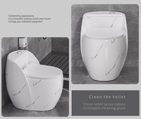 WC monobloc en céramique marbrée, à poser au sol, sans bride, à double chasse à fermeture lente, installation facile, à gravité pure