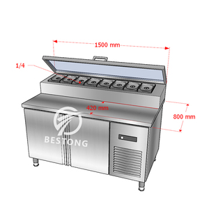 Balcão Refrigerado Ventilado para Preparação de Alimentos, Bar de Saladas, Refrigerador para Sanduíches e Pizzas, Mesa de Preparação com Tampa - Product Image 3