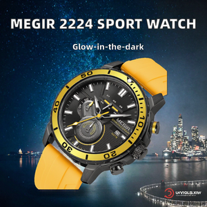 Reloj Deportivo MEGIR para Hombre con Caja de Aleación Naranja, Correa de Silicona, Cristal, Cronógrafo de Cuarzo, Fecha Automática, Manecillas Luminosas, Resistente al Agua - Product Image 3
