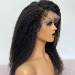 <span class=keywords><strong>Parrucche</strong></span> Kinky Senza Colla in <span class=keywords><strong>Capelli</strong></span> Umani 5x5 13x4 Parrucca Frontale in Pizzo Trasparente HD Afro Yaki Liscia Parrucca Frontale 360 per Donne di Colore - Product Image 6