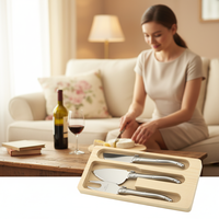 Ensemble de couteaux à fromage écologiques de qualité supérieure, 3 pièces, couteaux à fromage en acier inoxydable tranchants, manches en acier inoxydable, ambidextres, personnalisés