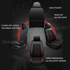 1/4 housses de siège de voiture universelles en cuir pleine fleur, style tendance, dossier haut, respirantes, protection intérieure pour voitures - Product Image 5