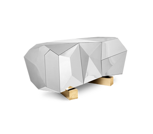 ダイヤモンドミラー付き高級シルバー収納サイドボードダイニングベッドルームアプリケーションガラスキャビネットホームホテルエレガントなビュッフェ装飾 - Product Image 3