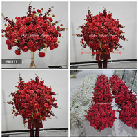 Centro de Mesa de Lujo para Decoración de Bodas, Arreglo Floral de Rosas Artificiales de Seda en Azul Oscuro y Blanco, Centro de Mesa de Flores Artificiales de 40 cm