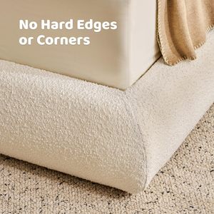 Base de Cama Moderna de Metal con Plataforma Completa, Tapicería de Terciopelo y Bouclé en Forma de Media Luna, <span class=keywords><strong>Cabecera</strong></span> Baja y Suave de 5 Pulgadas - Product Image 4