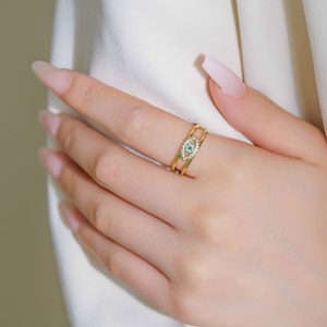 Nuovo Anello Occhio del <span class=keywords><strong>Diavolo</strong></span> Blu Stile Ins, Regolabile, Non Sbiadisce, con Zirconi Placcati Oro, Design alla Moda, Gioielli, Regalo per Donne - Product Image 4