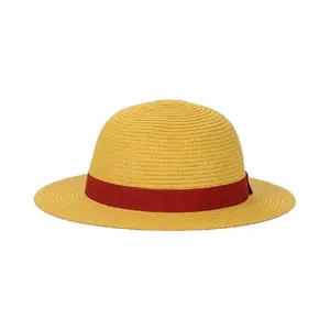 Chapeau de paille Madeline Hat Cospaly Monkey D Lufy Performance Props Costume Party Yellow Strahat avec String Beach Hats