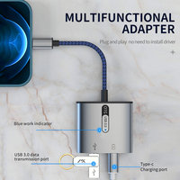 Adaptateur USB 3.0 OTG 2 en 1 Convertisseur de charge Adaptateur USB Type C vers USB mâle vers femelle Convient pour la connexion d'un téléphone mobile Disque U
