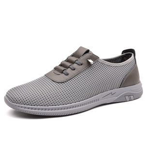 Zapatos de malla para hombre, sin cordones, transpirables, ligeros, estilo casual para caminar, color gris y negro - Product Image 5