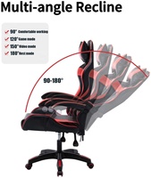 Chaise de jeu Chaise de bureau ergonomique style course Chaise d'ordinateur à dossier haut en cuir avec appui-tête et oreiller lombaire