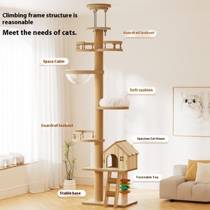 Großhandel Hochleistungs-mehrstufiger Kratz baum mit Sisal-Kratz bäumen Holz stangen auf Boden und Decke für große Katzen - Product Image 1