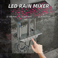 Nouveau design Mitigeur de douche thermostatique en laiton à trois poignées, système de pluie douce effet piano, avec cartouche céramique, pour villas