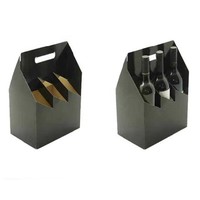 Vente en gros de porte-bière et porte-vin portable pas cher, lot de 6, boîte en carton ondulé kraft personnalisée, impression en relief, matériaux recyclés