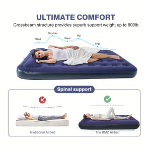 Colchón Inflable para Exteriores con Superficie Aterciopelada, Cama de Aire, Colchoneta para Acampar, Almohada Plegable para Personas Perezosas - Product Image 1
