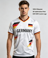 Maillot de football imprimé en 3D avec drapeau allemand pour hommes, 100 % polyester respirant, t-shirt de sport personnalisé OEM ODM, tee-shirt d'entraînement de football