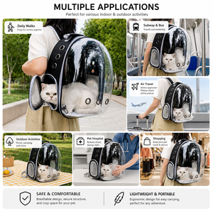 Mochila Moderna con Ventana Transparente para Mascotas Pequeñas, Ideal para Viajes en Avión y Aventuras al Aire Libre - Product Image 2