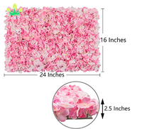 24x16 Inch 3D Silk Hortensia Rose Floral Panel Artificial Wall Flower Backdrop for Home Wedding; Premium Quality Floral Photo