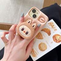 Pour iPhone 16 15 14 13 12 11 Pro 7 8 Plus X XS Max XR Kawaii LaBuBu Housse en silicone souple avec étui de support