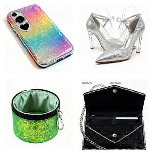 حقيبة يد صغيرة مربعة الشكل من الجلد الصناعي المنقوش المقاوم للماء مع ترتر لامع، حقيبة مكياج وأحذية رائجة البيع - Product Image 3