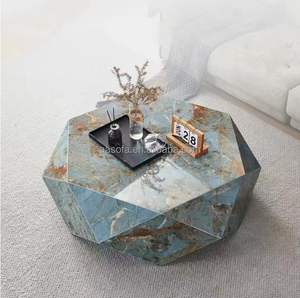 Mesa <span class=keywords><strong>de</strong></span> Centro Moderna <span class=keywords><strong>de</strong></span> <span class=keywords><strong>Piedra</strong></span> Sinterizada con Diseño Poligonal <span class=keywords><strong>de</strong></span> <span class=keywords><strong>Diamante</strong></span>, Estilo Italiano Normcore, para Sala <span class=keywords><strong>de</strong></span> Estar, Apartamento u Hotel - Product Image 1