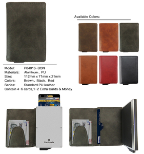 CardHoda Aluminum Minimalist <b>Wallet</b> With <b>RFID</b> <b>Blocking</b> Card Holder Short Fold Design Genuine Leather Lining Unisex - Product Image 4