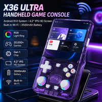 Nouvelle console de jeu portable rétro X36ultra, écran tactile de 4,2 pouces, Android 10, double système, 3500 mAh, 64 Go, 10 000 jeux intégrés, éclairage RVB