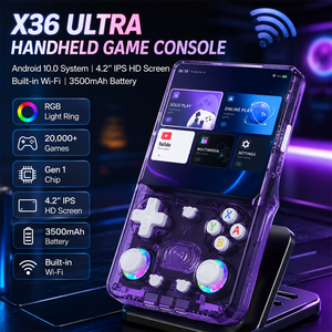 เครื่องเล่นเกมพกพา New X36ultra Retro พร้อมหน้าจอ 4.2 นิ้ว ระบบปฏิบัติการ Android 10 แบบคู่ แบตเตอรี่ 3500mAh หน่วยความจำ 64/128GB ไฟ RGB จอยสติ๊ก เชื่อมต่อ WiFi - Product Image 1