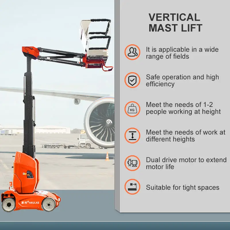 5.5 m 8m 10m 300Kg 200Kg vertical lift electric hydraulic single person mini boom lift aerial mobile platform scissor lift