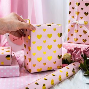 Rollo de Papel de Regalo con Corazones en Oro Rosa, 46.8 Pies Cuadrados, Reversible, para Bodas, Aniversarios, Manualidades y Empaque - Product Image 2
