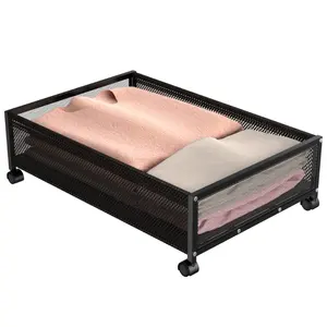 2023 경쟁력있는 가격 홈 주최자 잡화 금속 저장 상자 옷 바퀴 아래 침대