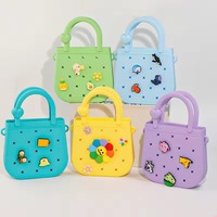 Tas Anak DIY dengan Kancing, Tas Tangan Silikon Tahan Air, Tas Penyimpanan untuk Perjalanan Luar Ruangan dan Berenang, Tas Selempang Anak