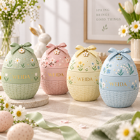 Boîte cadeau pour œufs en carton rigide personnalisée avec ruban tissé et nœud floral