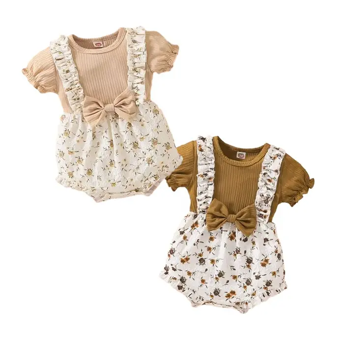 Baby girl short sleeve romper dress set newborn girls baby clothes