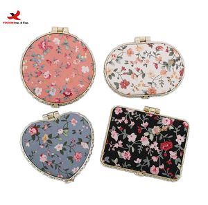 Miroir de maquillage miniature à main, miroir rectangulaire, ovale et rond en tissu de soie vintage, double face, avec réduction de prix mixte HQ - Product Image 1