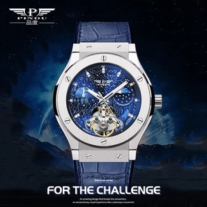 Reloj PINDU Design para Hombre, de Lujo, Moda, Negocios, Mecánico Manual, Correa de Cuero, Caja de Acero Inoxidable, Resistente al Agua 5BAR - Product Image 1