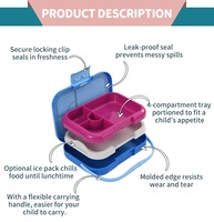 Boîte à lunch bento portable et durable pour enfants avec poignée, personnalisable avec logo Aohea