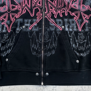 Felpa con cappuccio vintage personalizzata con zip, lavaggio acido, 100% cotone, ecologica, antivento, ricamata, stampata, borchiata, pesante - Product Image 2