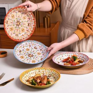 Plato esmaltado estilo japonés Mino Ware con diseño floral redondo para servir café en fiestas - Product Image 2