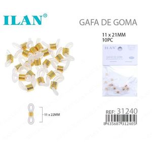 Terminali in gomma per occhiali Ilan 11x21mm Bianco Oro 10 pz - Product Image 1