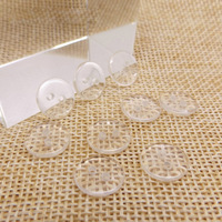 Kancing Baju Resin Transparan Plastik Bening Putih, Bentuk Roti Jahit Bulat 2 Lubang Hitam Bening
