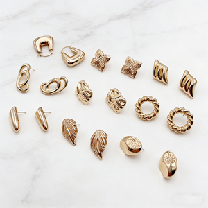 เครื่องประดับ XUPING ขายส่งจำนวนมาก ต่างหูแบบติดหูสำหรับผู้หญิง รูปทรงหัวใจ ดาว วงกลม และรูปทรงเรขาคณิต ทำจากสแตนเลสสตีล ชุบทอง 14K 18K สีทอง - Product Image 4