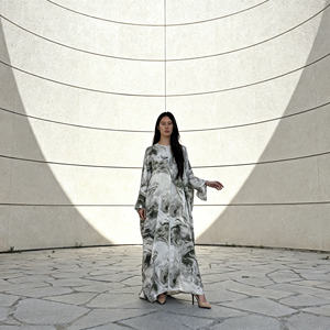 Vestido Abaya de Poliéster Estampado de Lujo Personalizado para Mujeres Musulmanas, Elegante Ropa de Fiesta para la Noche, Proveedor OEM - Product Image 3