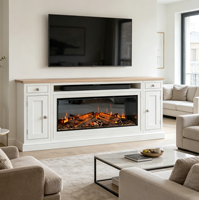 Chimenea Eléctrica Premium con Soporte para TV, Diseño Elegante, Escena de Llama Realista, Calefacción Práctica para el Hogar