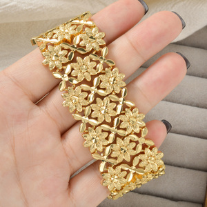 luxury fine custom women flower hollow 18k gold plated waterproof anti tarnish <b>copper</b> chain link tennis <b>bracelets</b> Main in China - Product Image 4