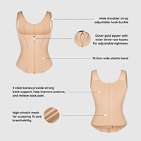 Ceinture amincissante colombienne respirante à maintien ferme, taille 7 Plus, avec soutien de poitrine en maille et bretelles réglables pour un effet liftant du buste