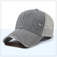 Topi Trucker Kanvas Distressed Washed ZD-2148 dengan Logo Custom untuk Olahraga Luar Ruangan, Memancing, dan Baseball