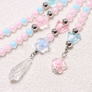 yueli Beaded Butterfly <b>Waist</b> <b>Chain</b> Pink Imitation Pearl Double Ring For Jeans Daily Wear - Product Image 4